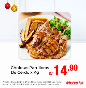 Chuletas Parrilleras De Cerdo x Kg a S/.14.90