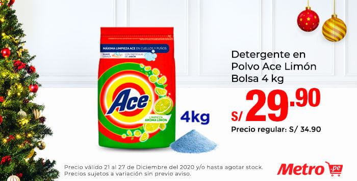 Detergente en Polvo Ace Limón Bolsa 4 kg
