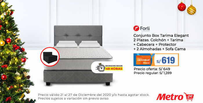Conjunto Box Tarima Elegant 2 Plazas. Colchón + Tarima + Cabecera + Protector + 2 Almohadas + Sofá Cama