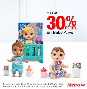 30% en Baby Alive  20% dscto adicional con Tarjeta Cencosud