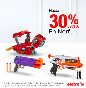 30% en Nerf   20% dscto adicional con Tarjeta Cencosud