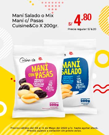 Maní Salado o Mix Maní c/ Pasas Cuisine&Co  X 200gr.