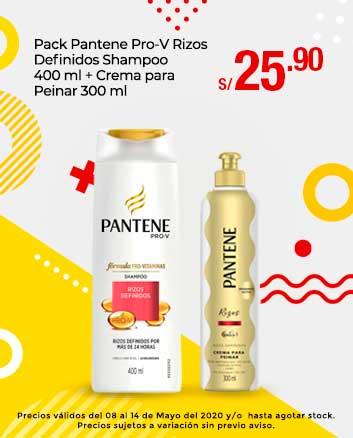 Pack Pantene Pro-V Rizos Definidos: Shampoo 400 ml Crema para Peinar 300 ml
