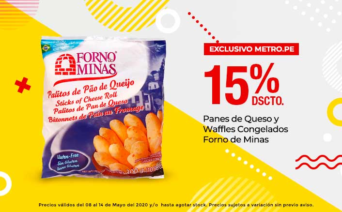 15% Dscto. en Panes de Queso y Waffles Congelados Forno de Minas