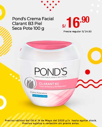 Pond's Crema Facial Clarant B3 Piel Seca Pote 100 g