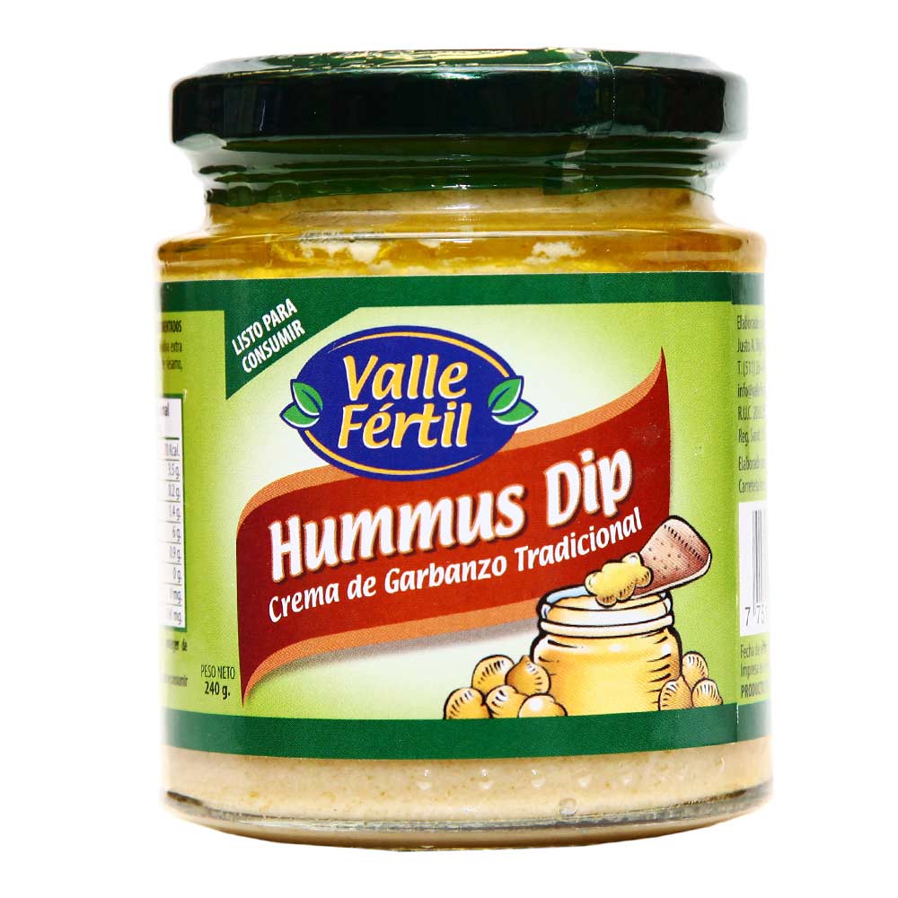 Crema de Garbanzo Valle Fertil Hummus Dip Tradicional Frasco 240 g