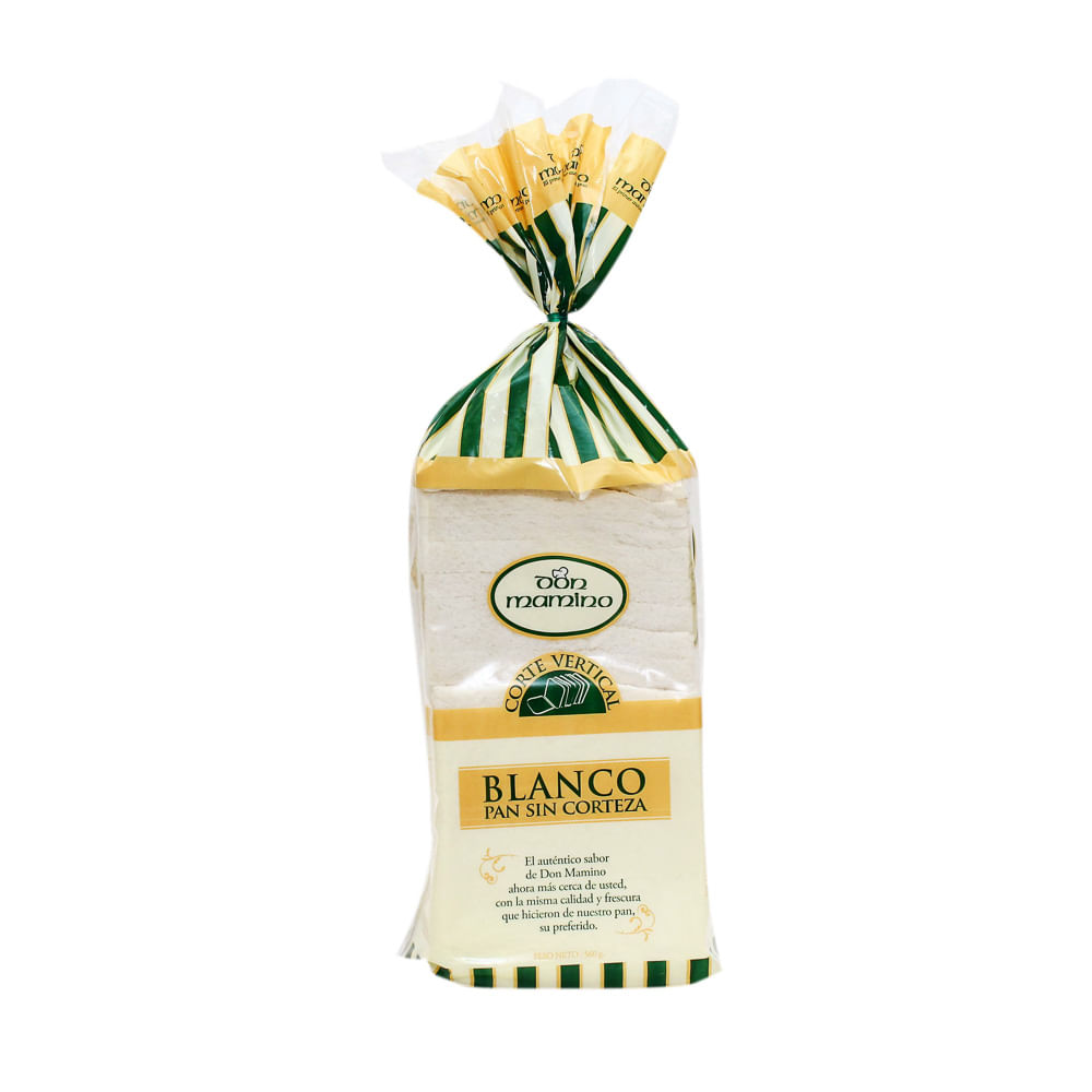 Pan de Molde Don Mamino Blanco Sin Corteza Bolsa 560 g