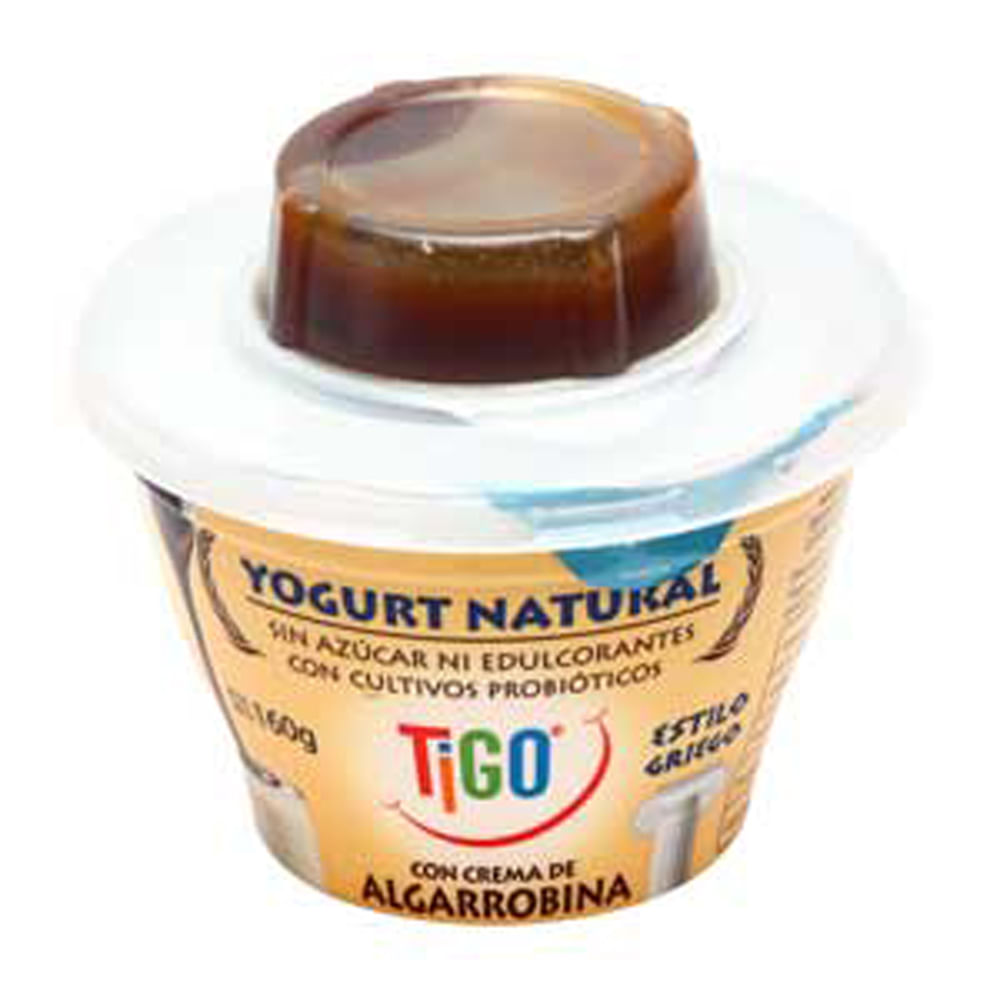 Yogurt Estílo Griego Tigo con crema de Algarrobina Vaso 160 g