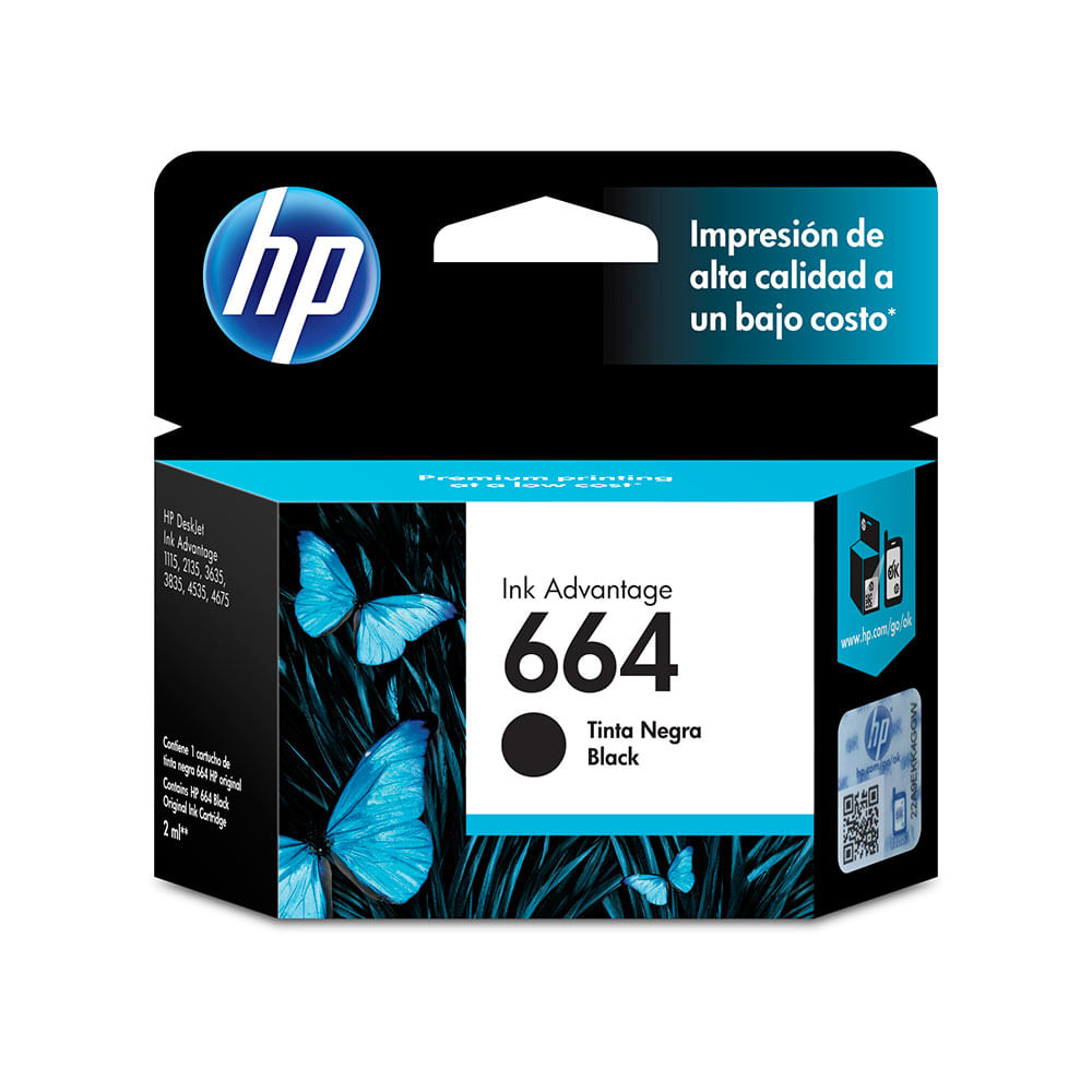 Hp Cartucho de Tinta HP664 Negro