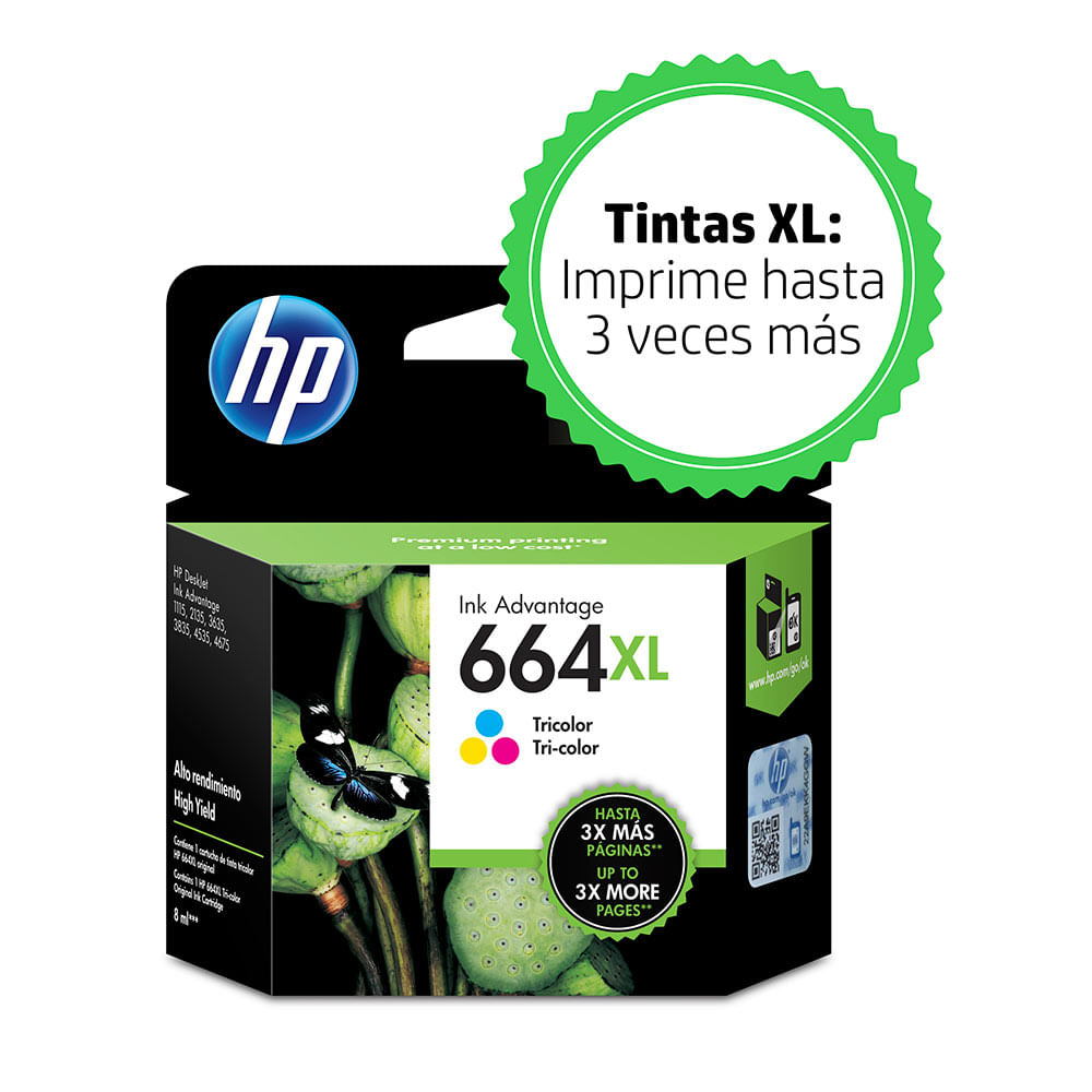 Hp Cartucho de Tinta 664XL Tricolor