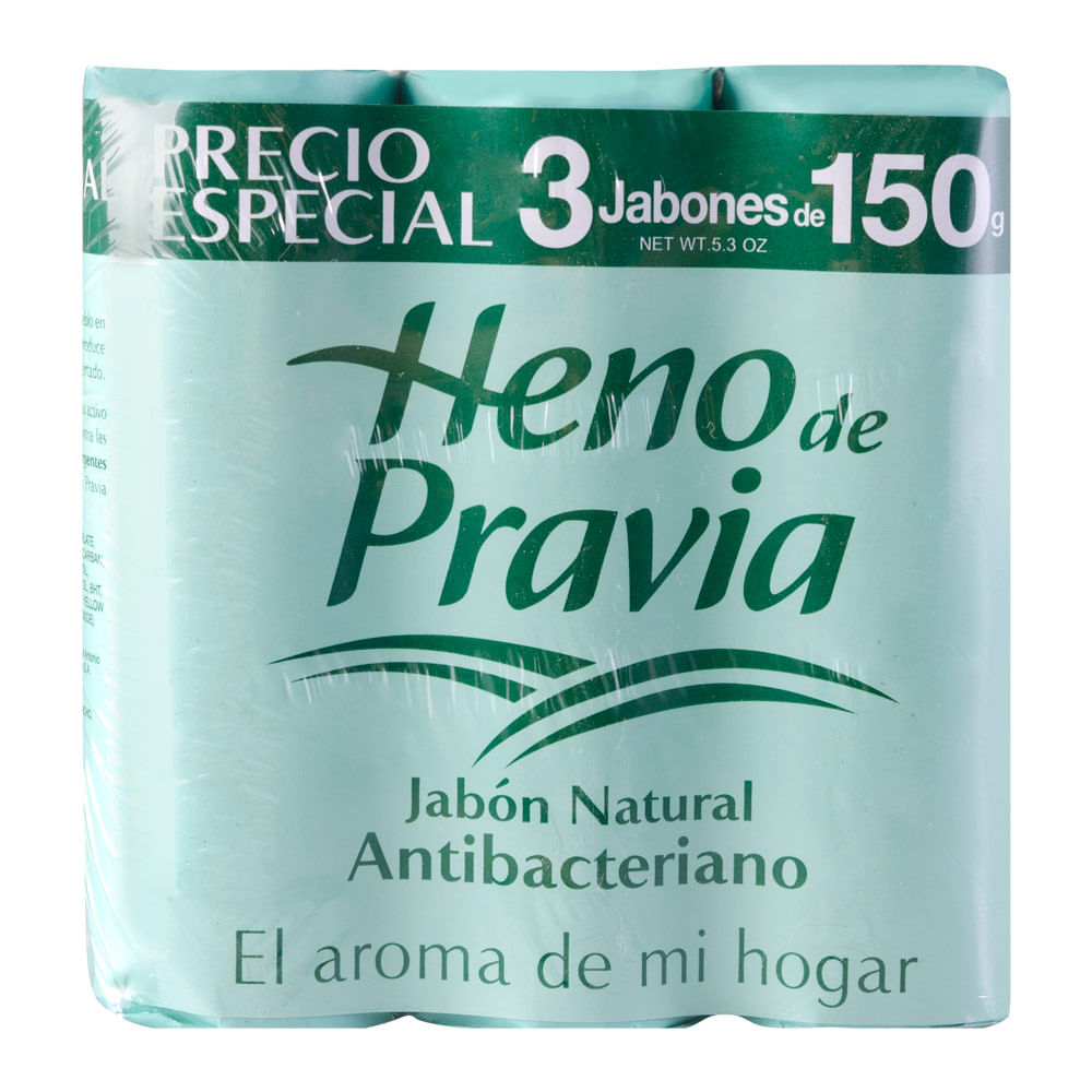 Jabón en Barra Heno de Pravia Antibacterial Pack 3 Unid 150 g