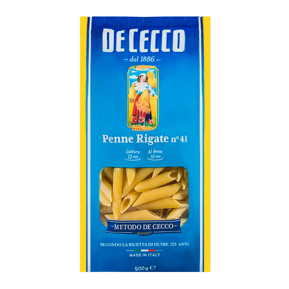 Fideos Penne Rigate De Cecco 500g
