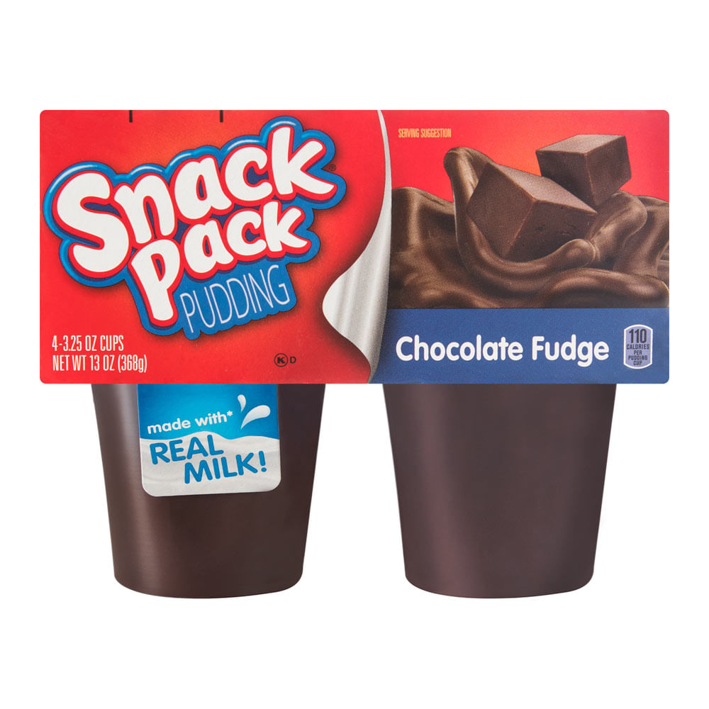 Pudín Snack Pack Sabor a Fudge de Chocolate Pack de 4 unid Vaso 368 gr