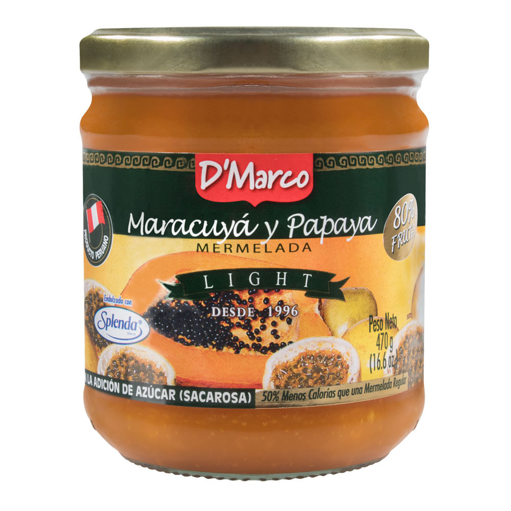 Mermelada Dietética D'Marco Maracuyá y Papaya Frasco 470 g