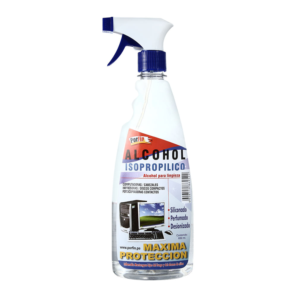 Alcohol Isopropílico con Atomizador Frasco 650 ml