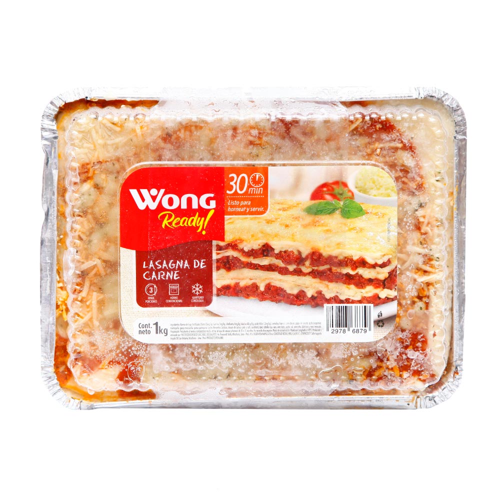 Lasagna de Carne Congelada Wong Ready Caja 1 Kg