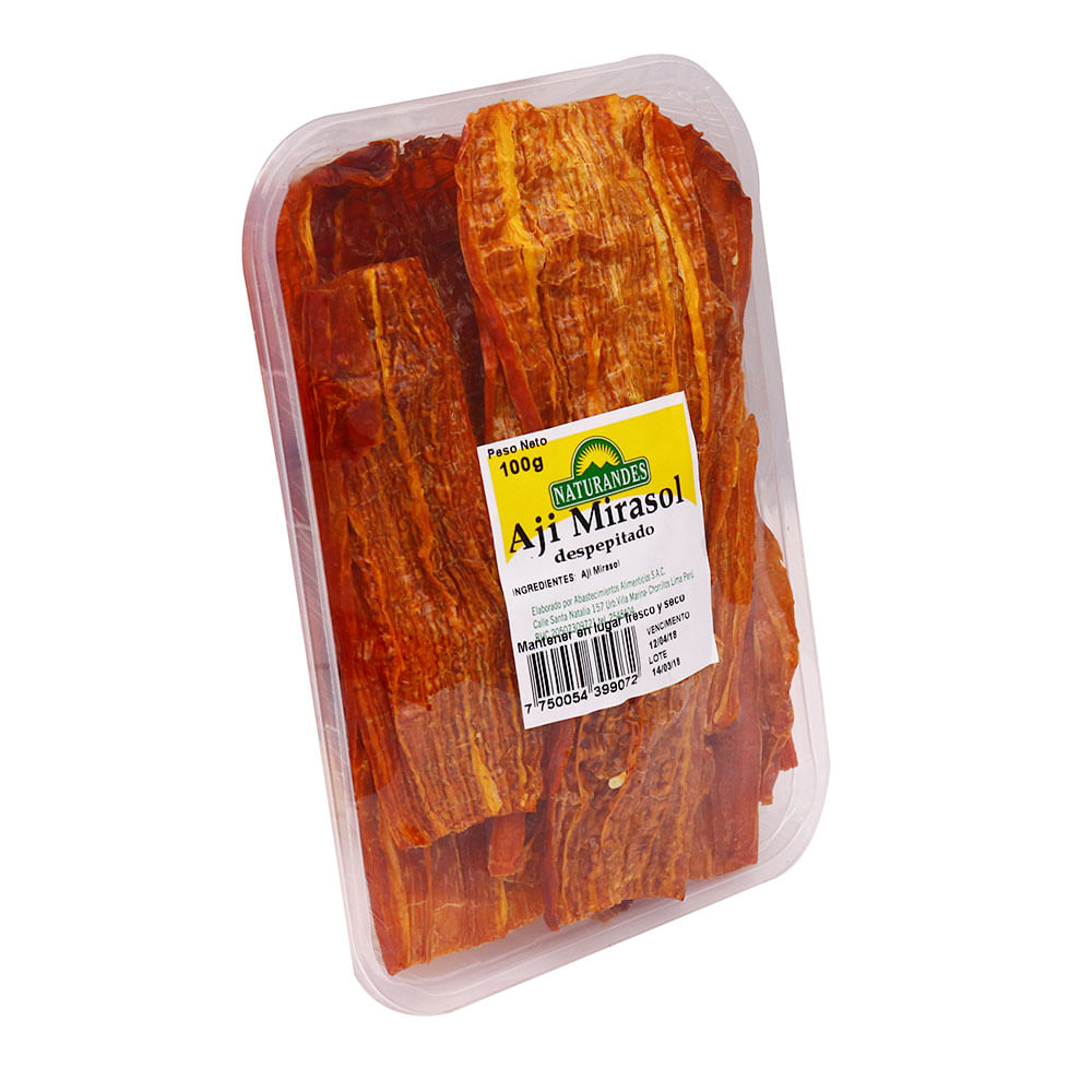 Ají Mirasol Despepitado Naturandes Bandeja 100g