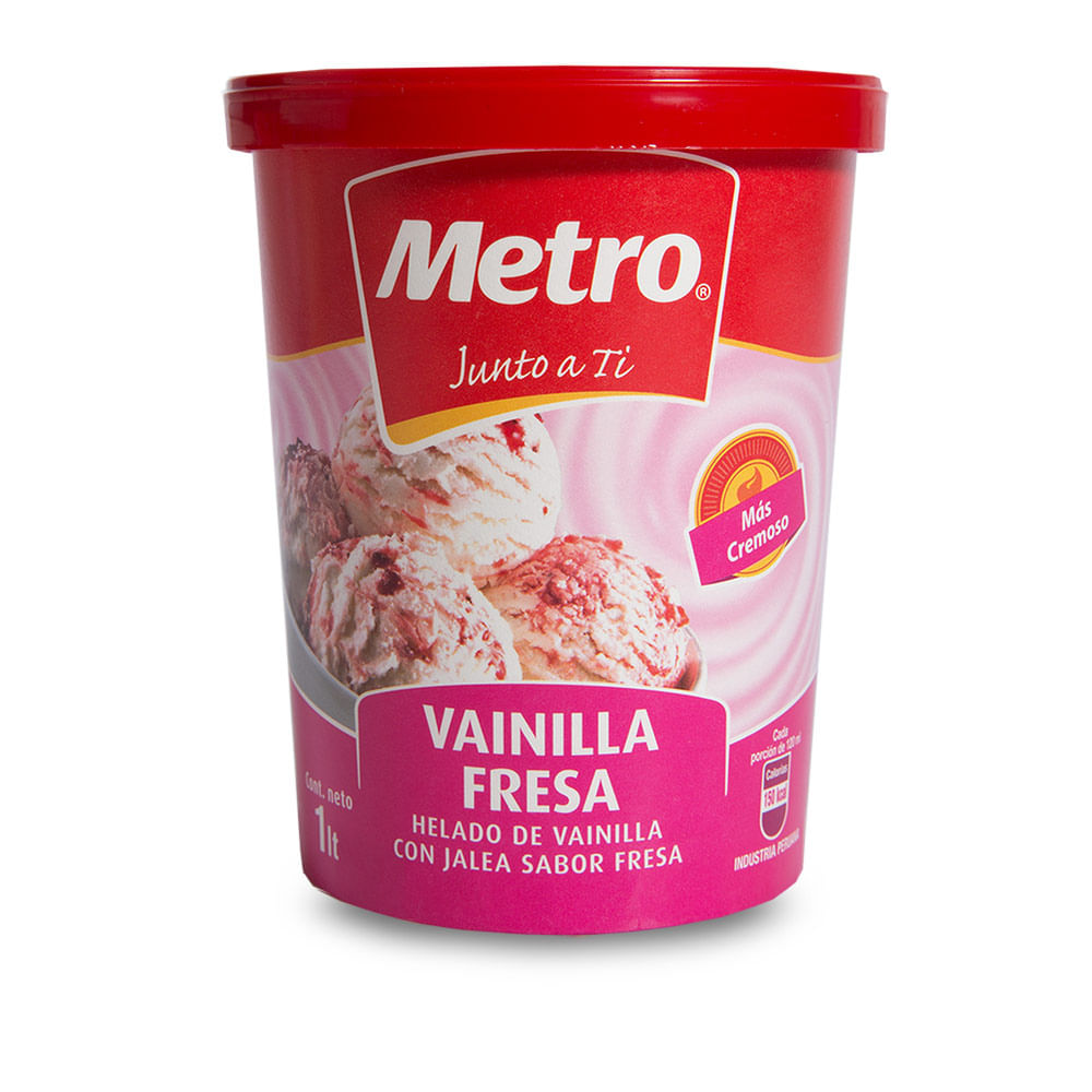 Helado Vainilla-Fresa Metro Pote 1 Litro - Metro