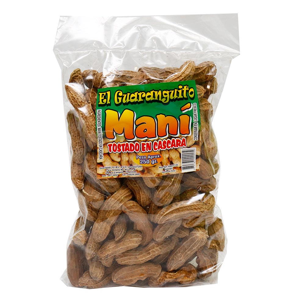 Maní Tostado en Cáscara El Guaranguito Bolsa 250 gr