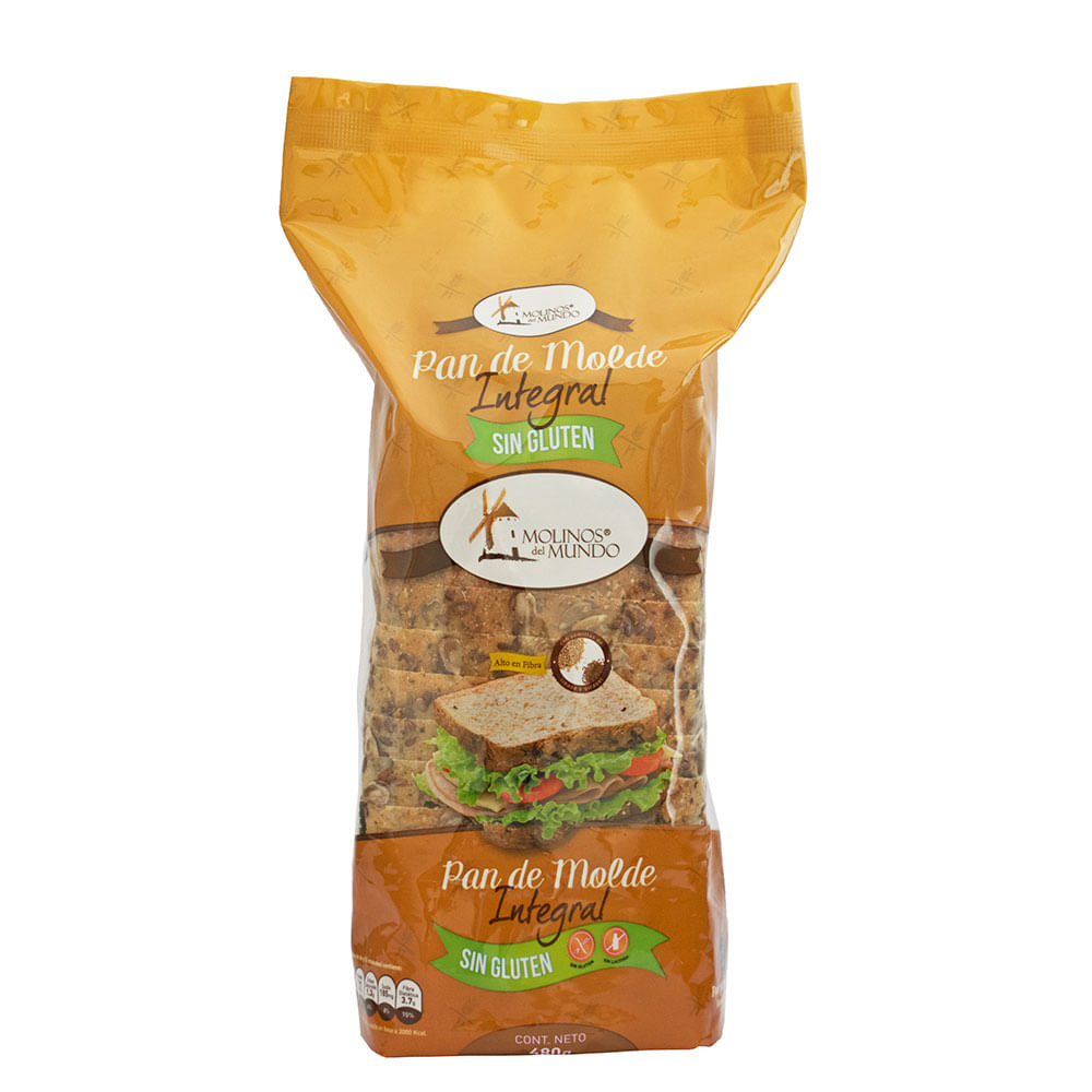 Pan de Molde Integral Sin Gluten Molinos del Mundo Bolsa 480 g