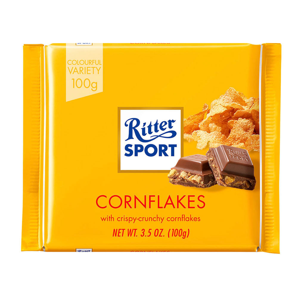 Chocolate de Leche Ritter Sport con Hojuelas de Maíz Tableta 100 gr
