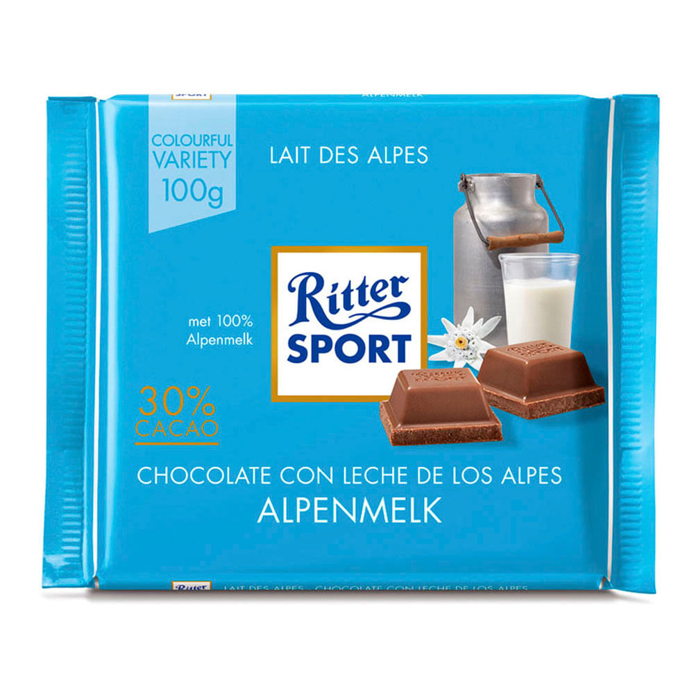 Chocolate de Leche Ritter Sport Leche de los Alpes Tableta 100 gr