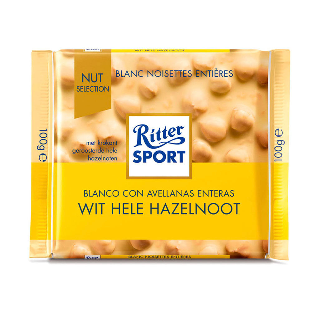 Chocolate Blanco Ritter Sport Avellanas Enteras Tableta 100 gr