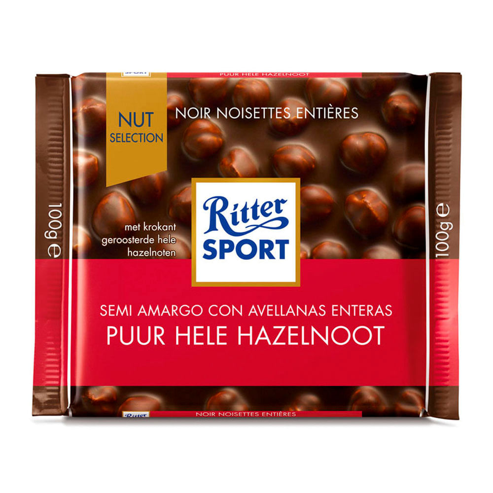 Chocolate Semi Amargo Ritter Sport Avellanas Enteras Tableta 100 gr