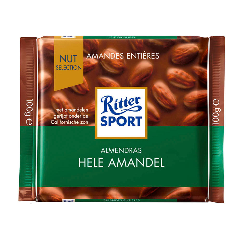 Chocolate de Leche Ritter Sport Almendras Integrales Tableta 100 gr