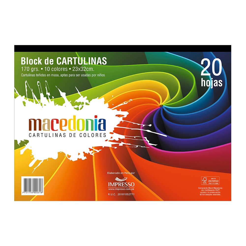 Block Cartulina 20 Hojas 23 x 32 cm
