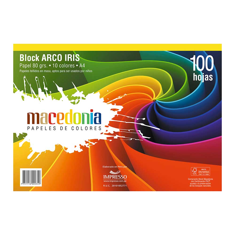 Block Arcoíris A4 80 g 100 Hojas