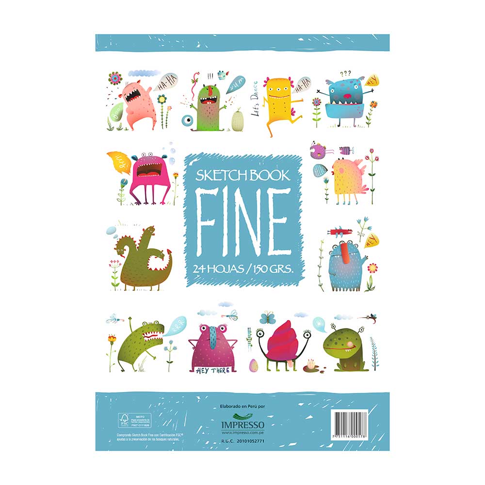 Libro Sketch Book Fine Infantil 24 Hojas