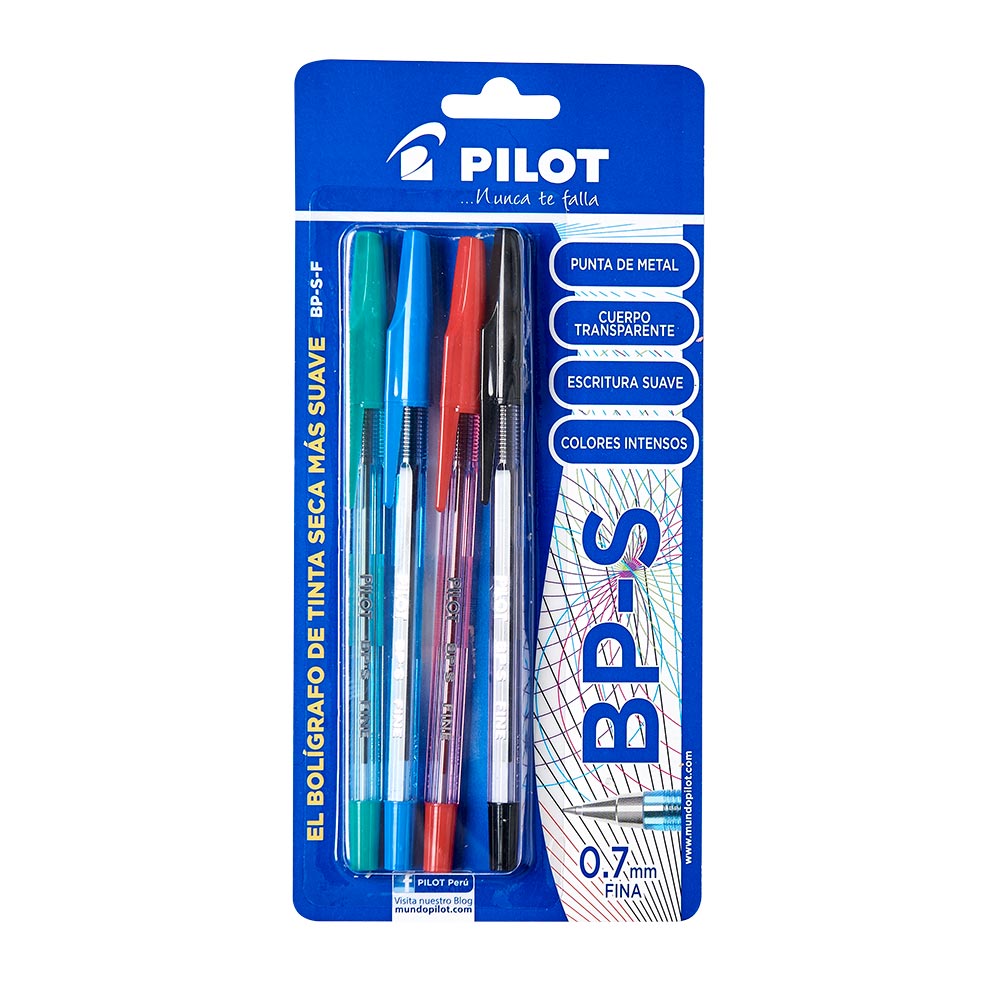 Pilot Lapicero Tinta Seca BP-S Blíster 4 unid
