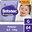 Pañales para Bebé Babysec Premium Talla G Paquete 64 unid