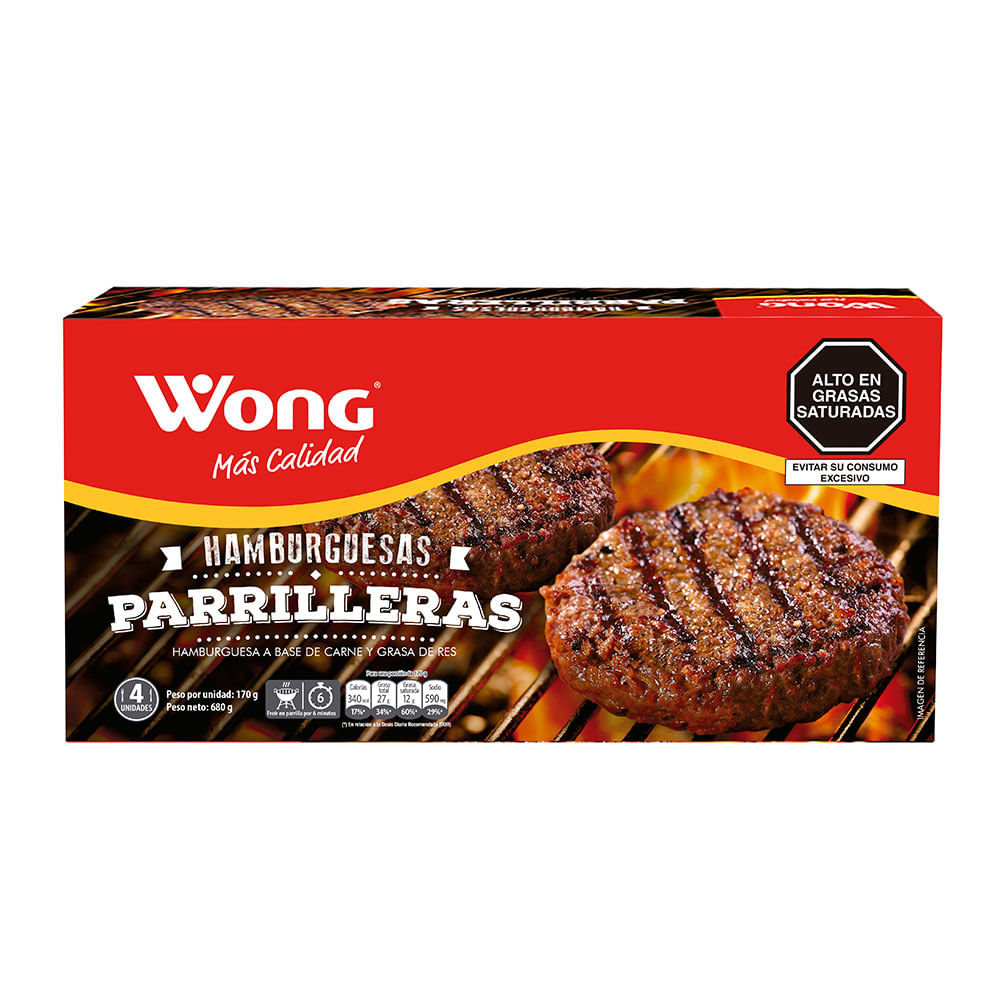 Hamburguesas Parrilleras Wong Caja 4un