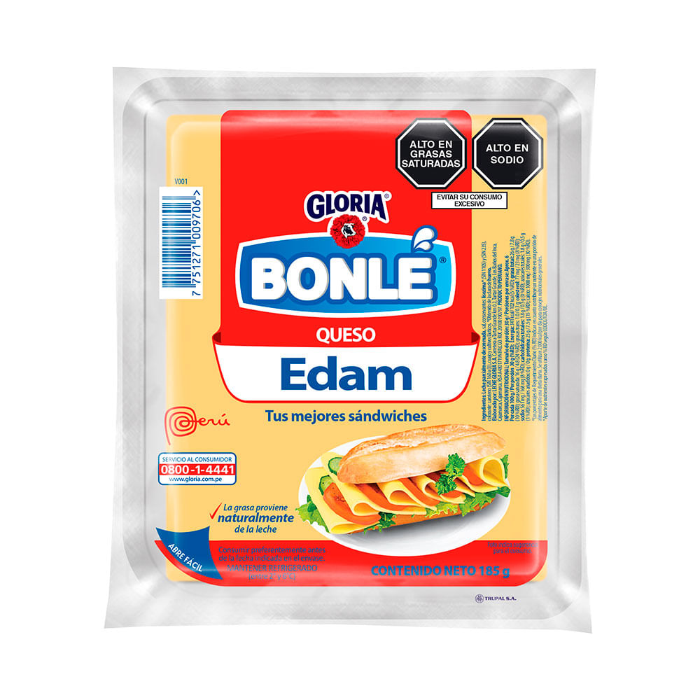 Queso Edam Bonlé en tajadas paquete 185 g