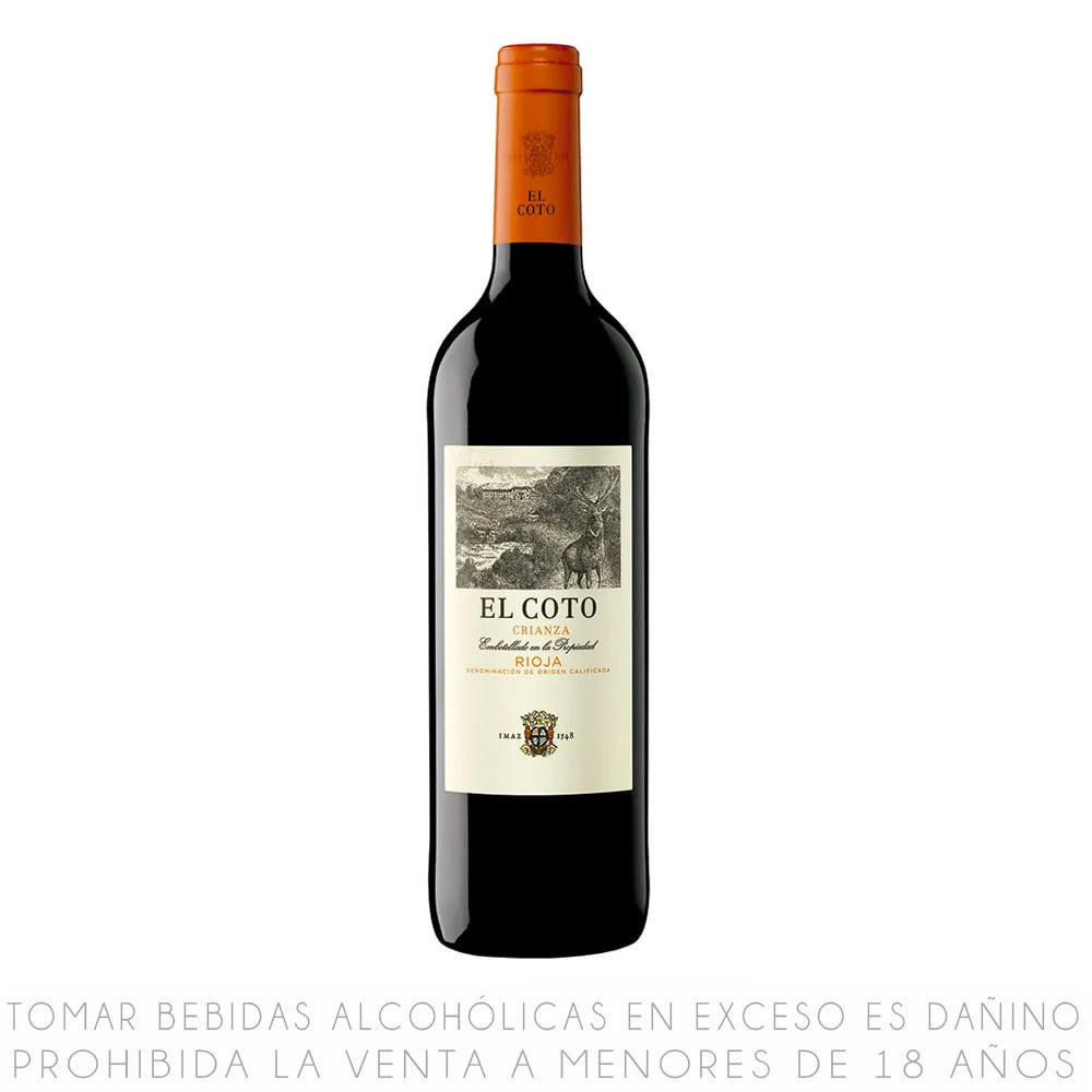 Vino Tinto Tempranillo El Coto Crianza Botella 750ml