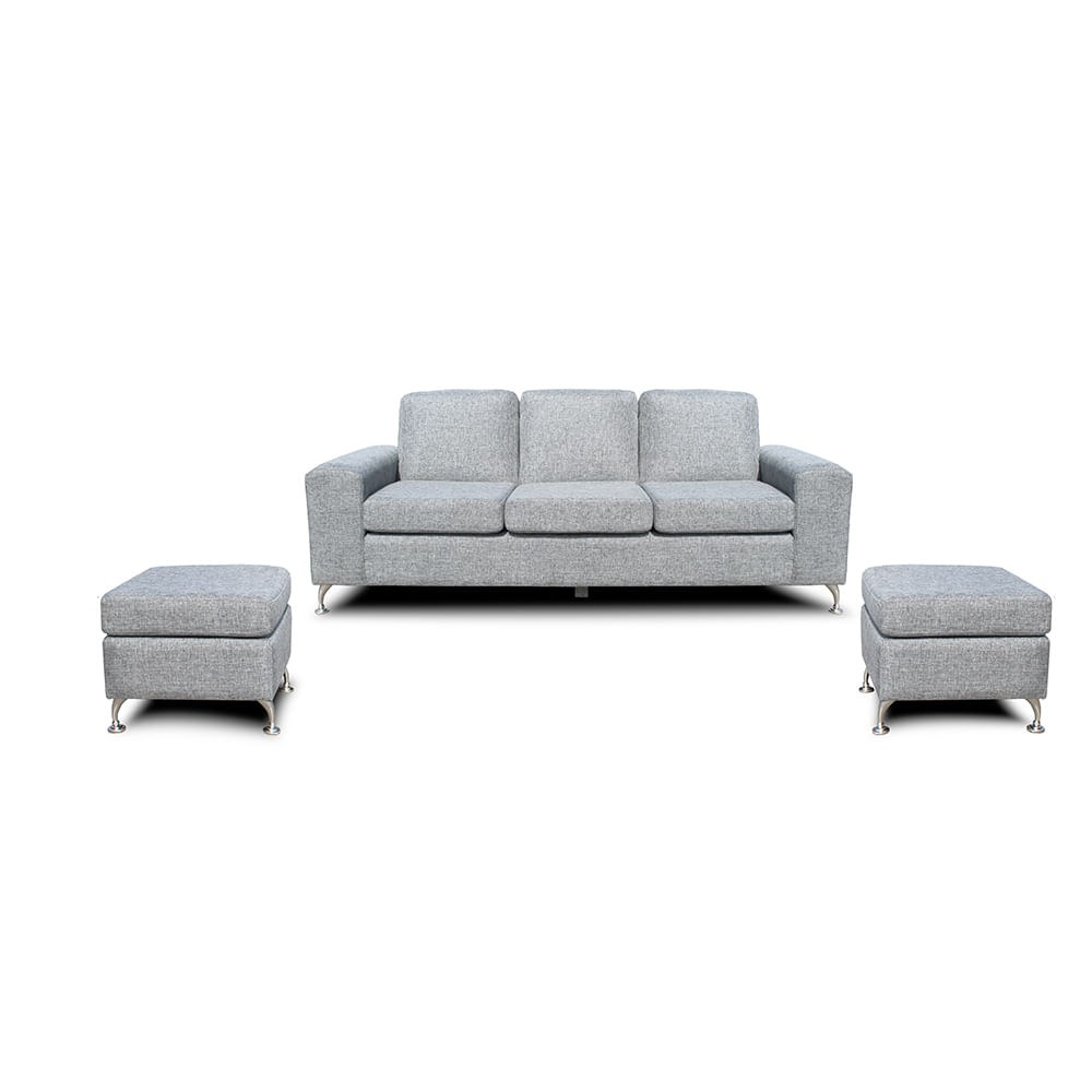 Casabella Sillón Seccional Hamburgo + Puff Gris