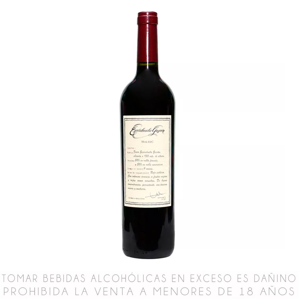 Vino Tinto Malbec Escorihuela Gascón Botella 750ml