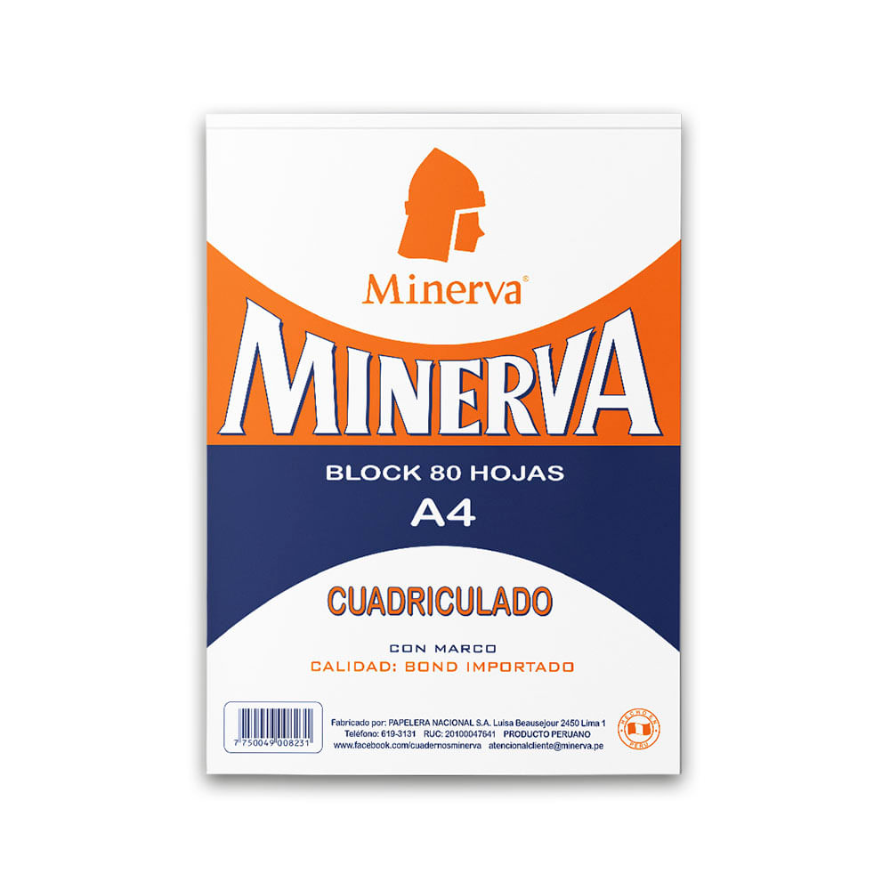 Block Cuadriculado A4 Minerva 80 Hojas