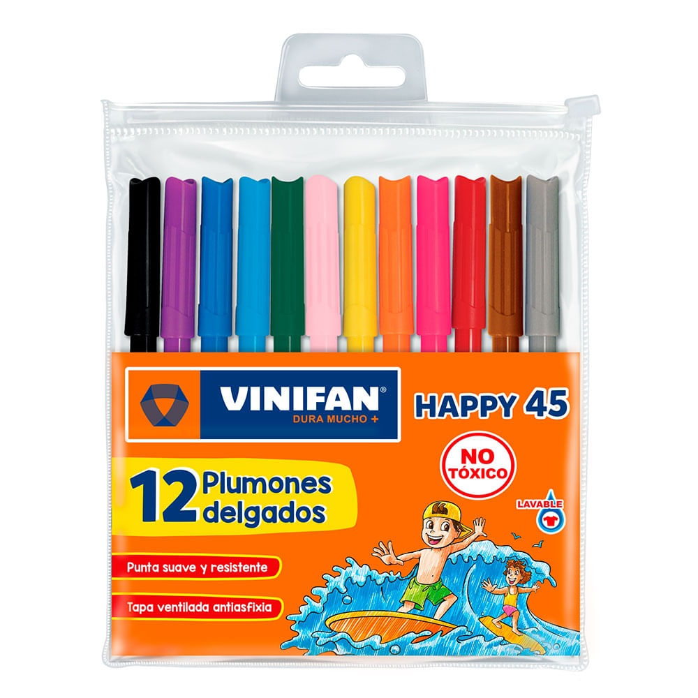 Vinifan Plumones Delgados Happy 45 Estuche 12 unid