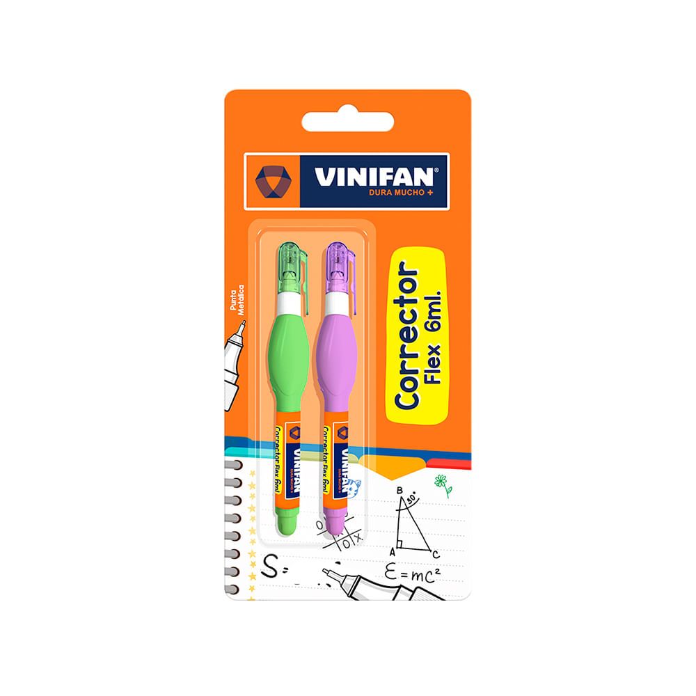 Corrector Líquido Flex 6 ml Vinifan 2 Unid