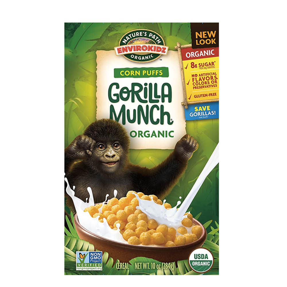 Bolitas de Maíz Orgánico Sin Gluten Gorilla Munch Nature's Path Caja 284 g