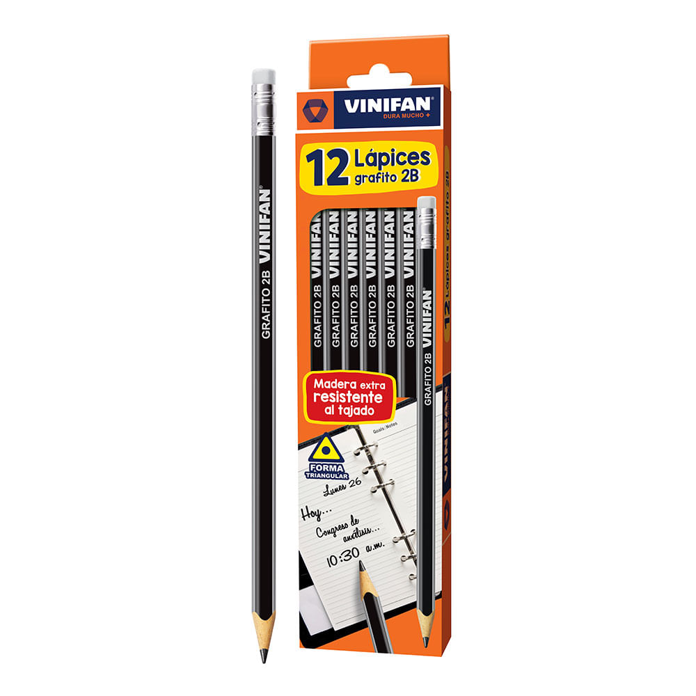 Vinifan Lápiz Triangular de Grafito 2B Caja 12 unid