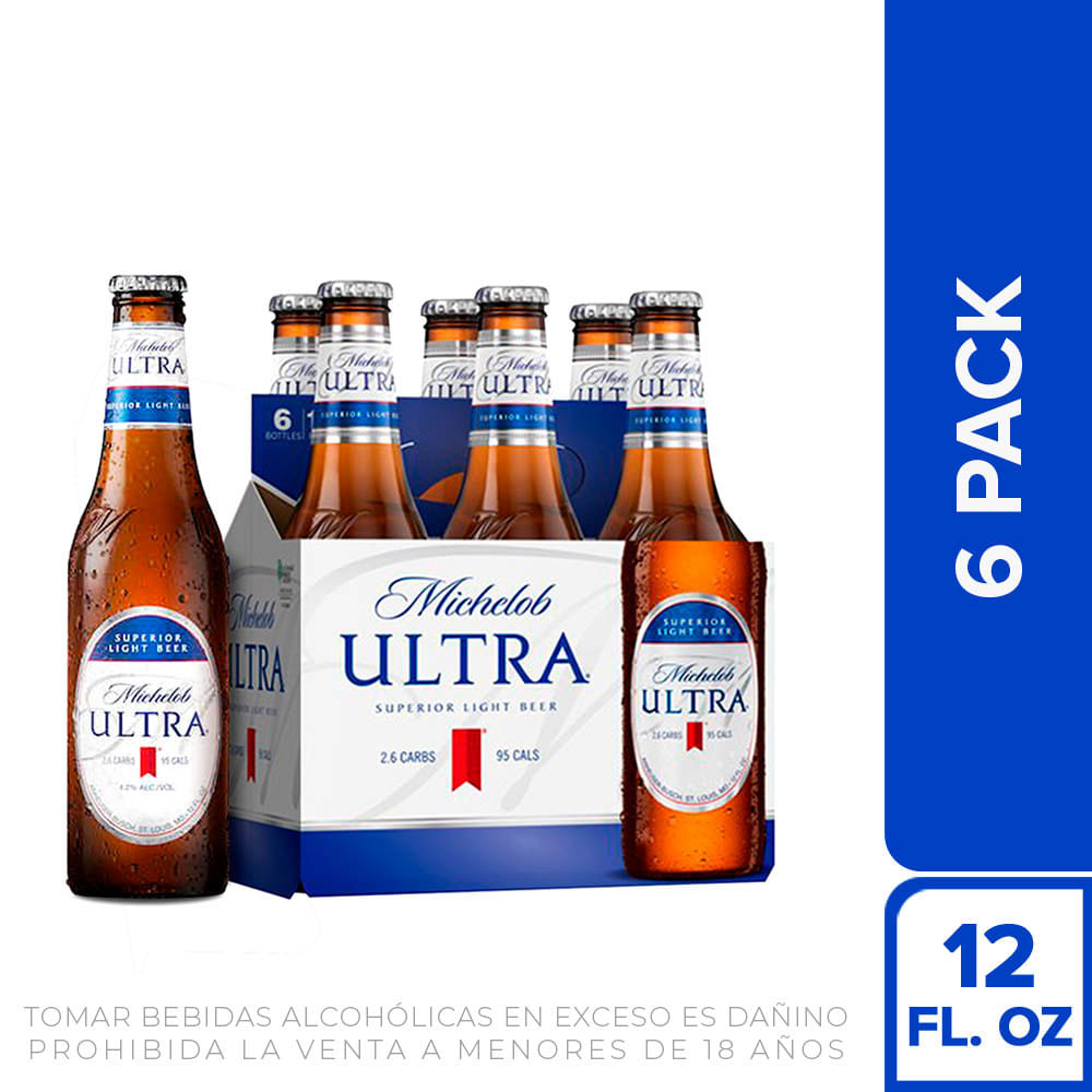 Cerveza Lager Michelob Ultra Pack De 6 Botellas de 355 ml c/u - Metro