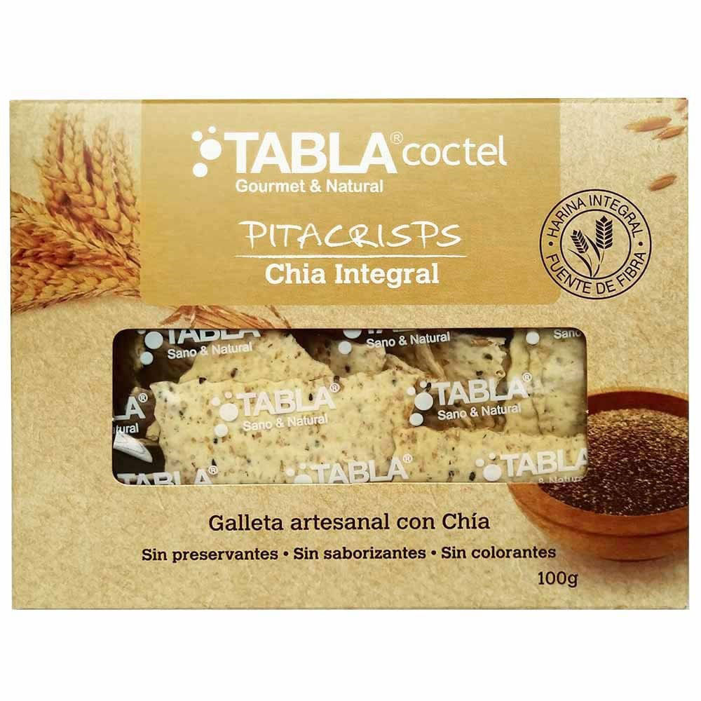 Galleta Artesanal Pitacrisps Con Chia Integral Tabla Gourmet Caja 100 g
