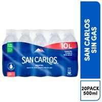 Agua Sin Gas San Carlos Pack 20 Unidades de 500ml c/u