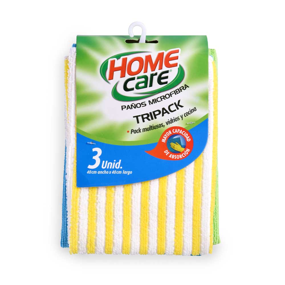 Paño Microfibra Para Cocina y Vidrio Home Care Pack 3 Unidades