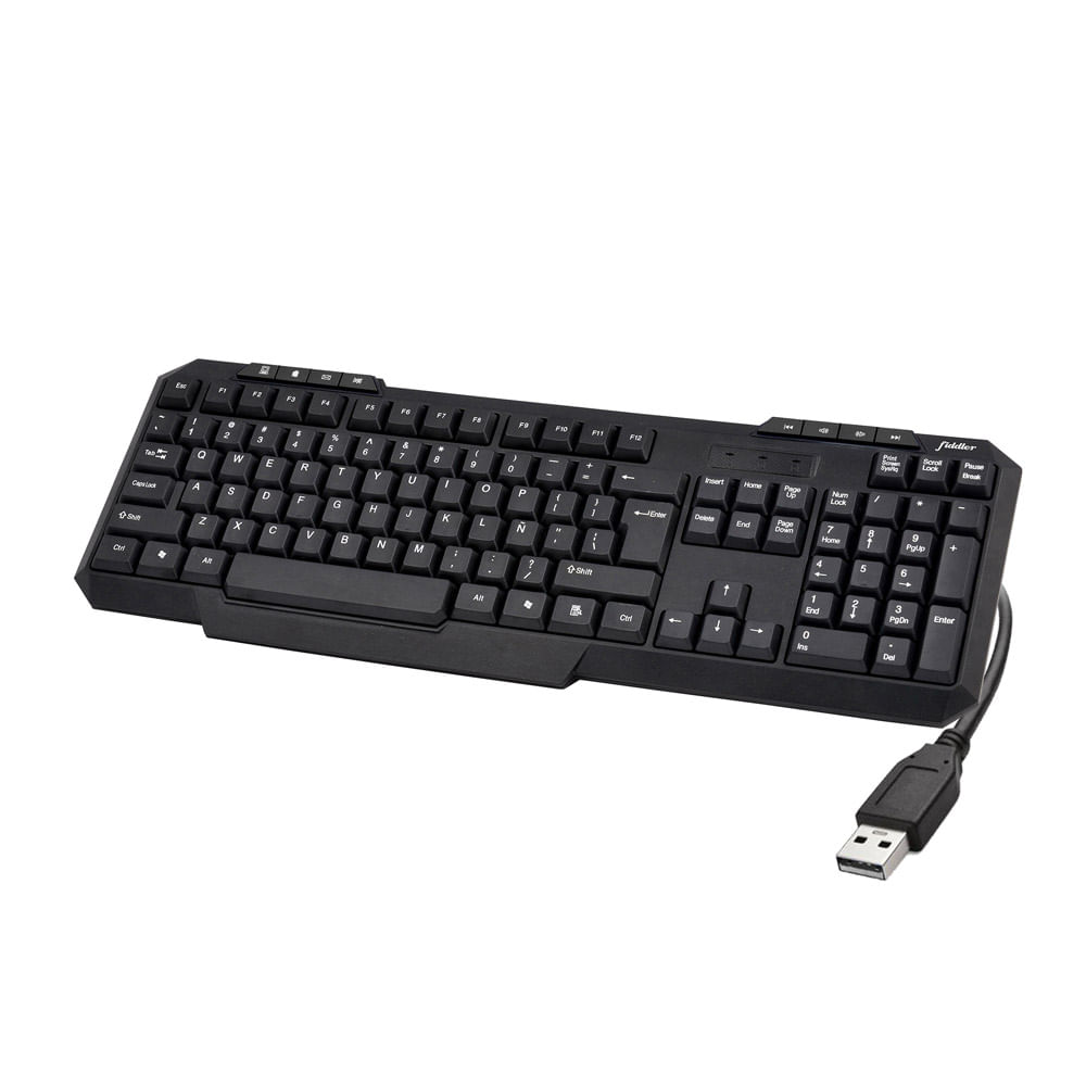 Fiddler Teclado Universal Alámbrico USB Negro FDKB-688