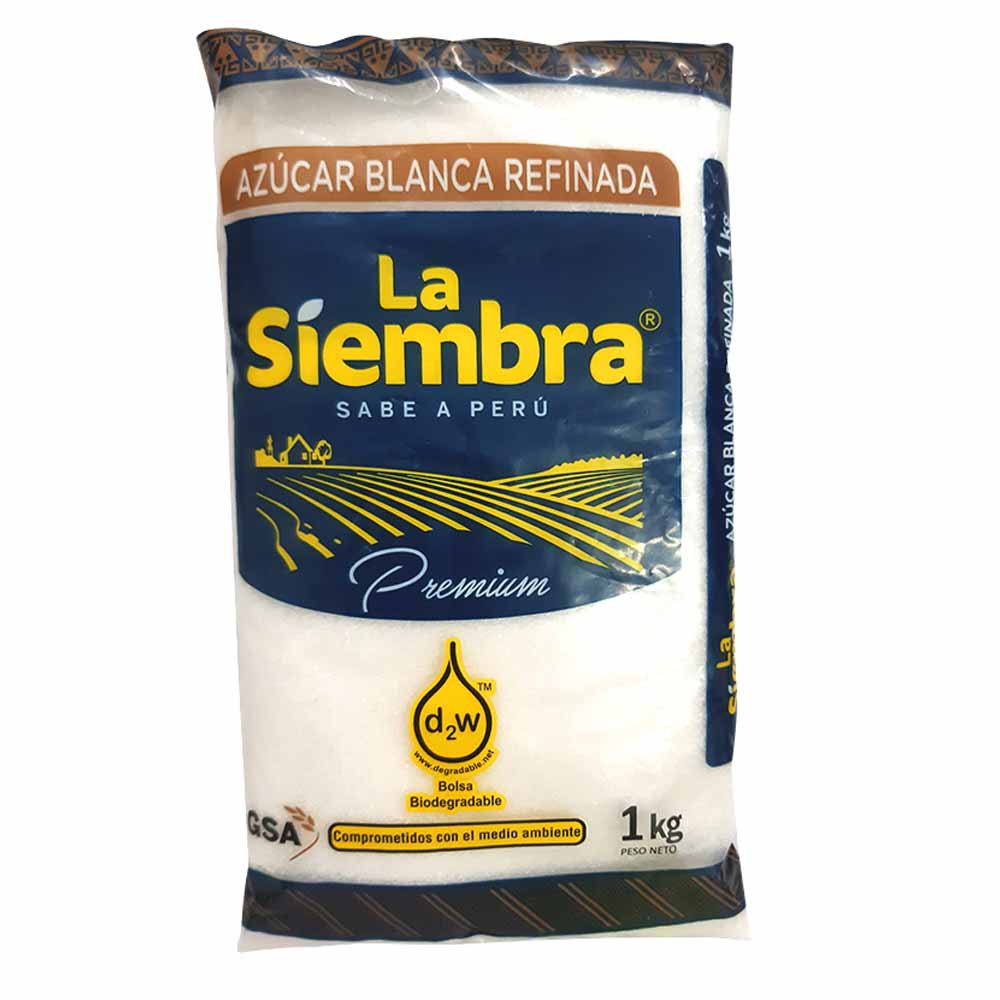 Azúcar Blanca Refinada Premium La Siembra Bolsa 1 kg Metro